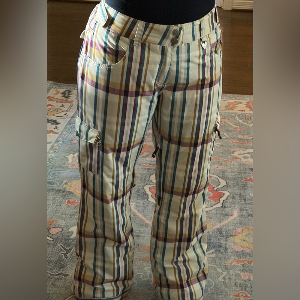 Roxy Multicolor Plaid Cargo Pants - image 3